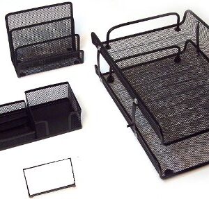 Majestic Goods Office Supply Mesh Desk Set, Black 5 Piece (XQ767B)
