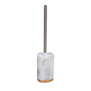 Maison Sucasa Toilet Brush and Holder Set, for Bathroom, Bathroom Accessory, Marble Design, Resin, White