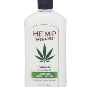 Hemp Heaven Natural Hemp Seed Oil Unscented Body Lotion 12 Oz - Moisturizing & Soothing Skincare, Paraben-Free, for Sensitive Skin