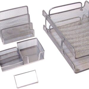 Majestic Goods Office Supply Mesh Desk Set, Silver 5 Piece (XQ767S)